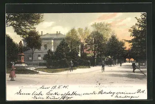 AK Wilhelmshaven, Wilhelmsplatz mit Adalbert-Denkmal und Werfttor