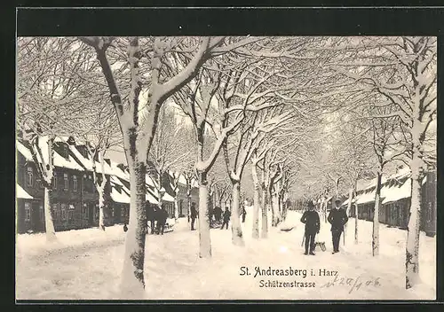 AK St. Andreasberg / Harz, Schützenstrasse im Winter