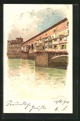 Künstler-AK Firenze, Ponte vecchio