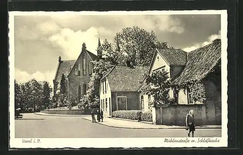 AK Varel i.O., Mühlenstrasse mit Schlosskirche