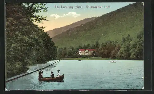 AK Bad Lauterberg, Ruderer auf dem Wiesenbeeker Teich