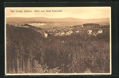 AK Bad Sachsa / Südharz, Blick vom Hotel Katzenstein auf den Ort