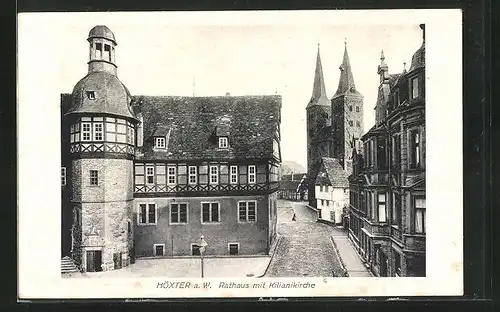 AK Höxter a. W., Rathaus mit Kilianikirche