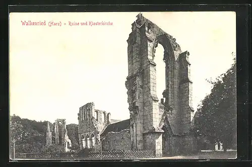 AK Walkenried / Harz, Ruine und Klosterkirche