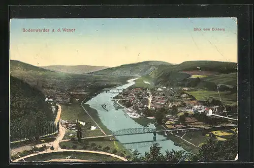 AK Bodenwerder a. d. Weser, Blick vom Eckberg auf den Ort