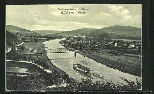 AK Bodenwerder a. d. Weser, Blick vom Eckberg auf den Ort