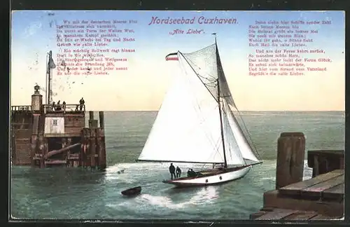 AK Cuxhaven, Segelboot an der Alten Liebe