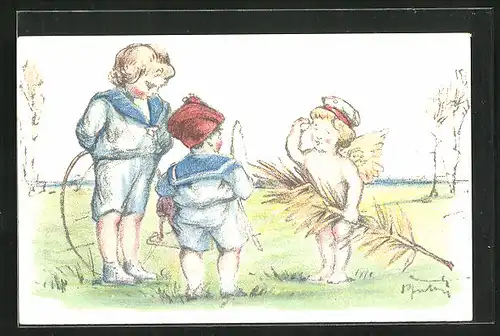 AK Engel sagt kleinen Matrosen das sie Stärke brauchen, Kinderfürsorge