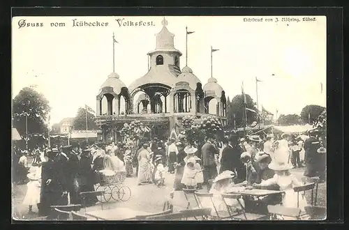 AK Lübeck, Volksfest auf dem Marktplatz