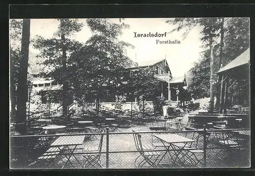 AK Israelsdorf, Gasthaus Forsthalle mit Terrasse