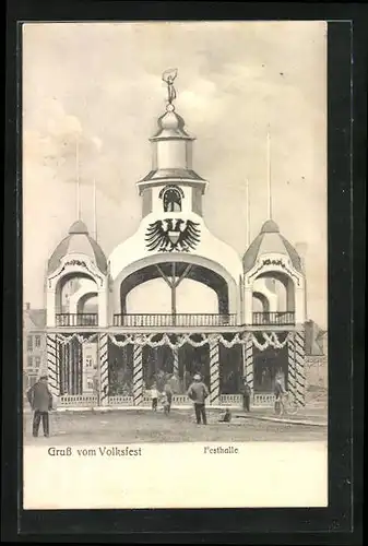 AK Lübeck, Volksfest, Festhalle mit Adler