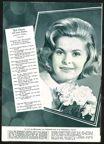 Filmprogramm IFB Nr. S 6709, Rote Lippen soll man küssen, Johanna Matz, Peter Weck, Regie: Franz Antel