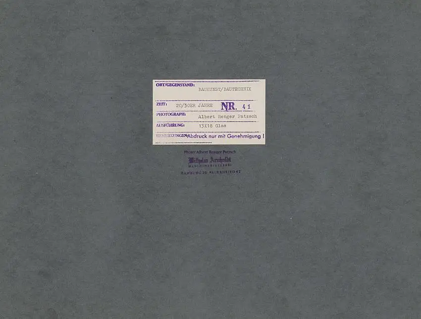 Fotografie Albert Renger-Patzsch, Baukunst / Bautechnik Nr. 41, Stahlbeton-Oktagon Fundament, Neue Sachlichkeit 1