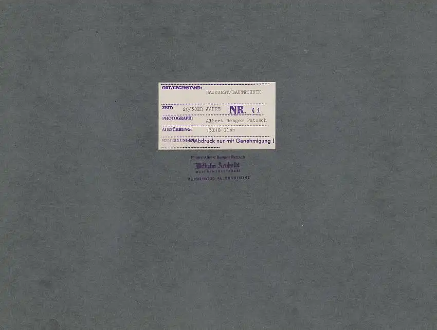 Fotografie Albert Renger-Patzsch, Baukunst / Bautechnik Nr. 41, Stahlbeton-Oktagon Fundament, Neue Sachlichkeit 1