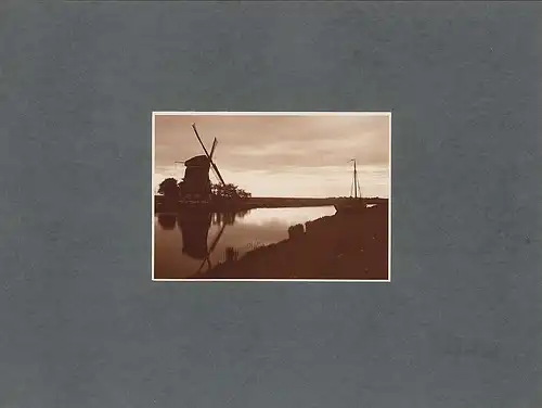 Fotografie August Kreyenkamp, Holland, Idyll mit Windmühle, Grossformat 39 x 29cm