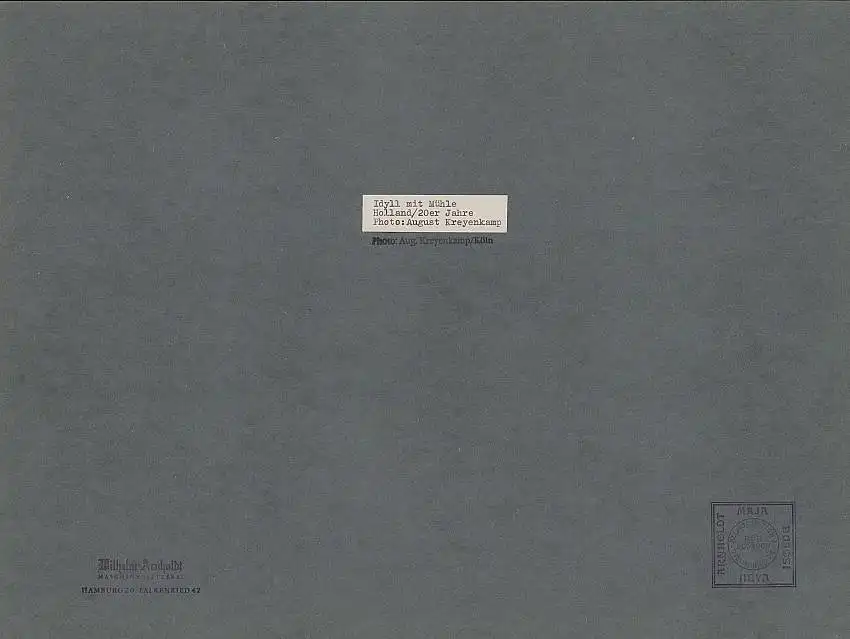 Fotografie August Kreyenkamp, Holland, Idyll mit Windmühle, Grossformat 39 x 29cm 1