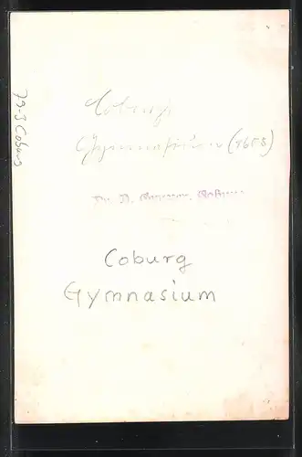 Fotografie Dr. A. Gruner, Coburg, Ansicht Coburg, Gymnasium im Frühling