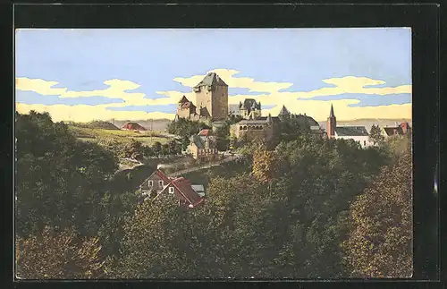 AK Burg an der Wupper, Schloss aus der Vogelschau