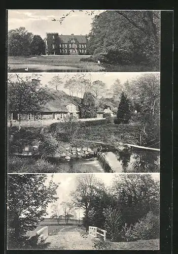 AK Farve, Schloss-Gut mit Brücke und Teich