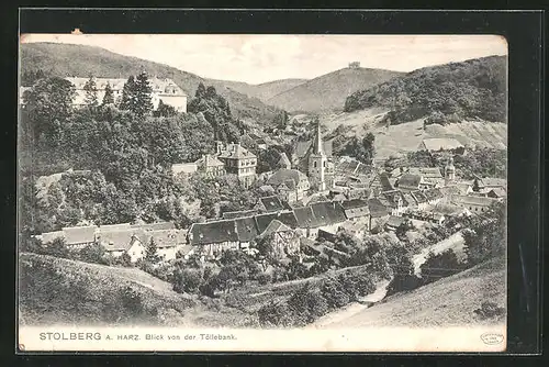 AK Stolberg a. Harz, Blick von der Töllenbank auf den Ort