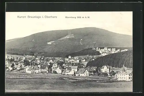 AK Braunlage /Oberharz, Blick auf den Ort und den Wurmberg