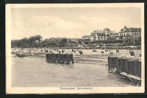 AK Scharbeutz, Strand mit Ortsansicht