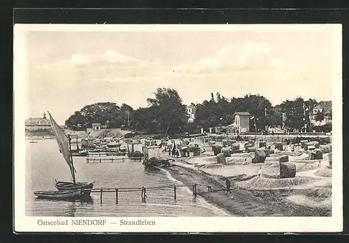 AK Niendorf, Strandleben mit Segelboot