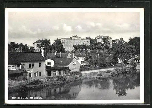 AK Zschopau i. Sa., Oberschule mit Fluss