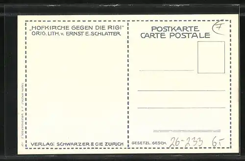 Künstler-AK Ernst E. Schlatter: Hofkirche gegen die Rigi