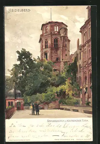 Künstler-AK Heinrich Kley: Heidelberg, Schlossaltan und achteckiger Turm