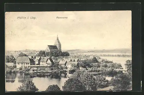 AK Mölln i. Lbg., Panorama mit Kirche