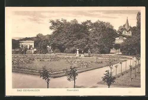 AK Bad Oeynhausen, Kurgäste auf dem Rosenplatz