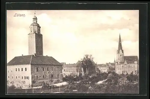 AK Lützen, Ortspartie mit Kirche