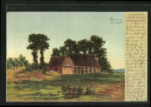 Künstler-AK Sophie Wencke: Einsames Gehöft