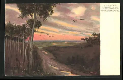 Künstler-AK Sophie Wencke: Abenddämmerung