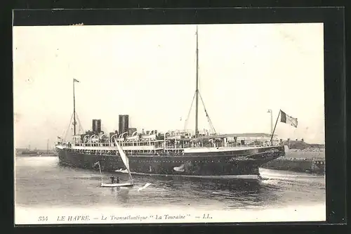 AK Le Havre, Passagierschiff La Touraine in Fahrt