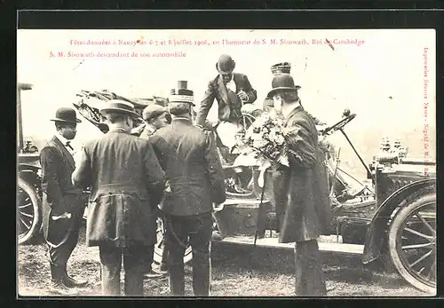 AK Fetes données à Nancy les 6-7 et 8 juillet 1906, en l`honneur de S.M. Sisowath, Auto