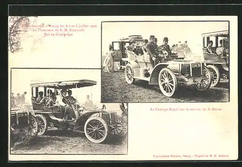 AK Fetes données à Nancy les 6-7 et 8 juillet 1906, en l`honneur de S.M. Sisowath, Auto