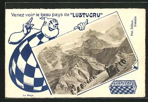AK Reklame für Lustucru, Alpen-Panorama
