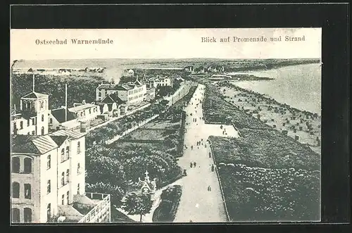 AK Warnemünde, Blick auf Promenade und Strand