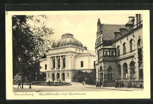 AK Rendsburg, Stadttheater mit Sparkasse