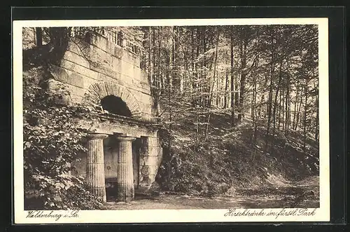 AK Waldenburg i. Sa., Hirschtränke im fürstl. Park