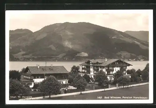 AK Bad Wiessee, Hotel-Pension Hanslbauer gegen Berg