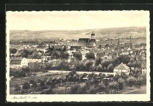 AK Neustadt / Orla, Totalansicht mit Kirche