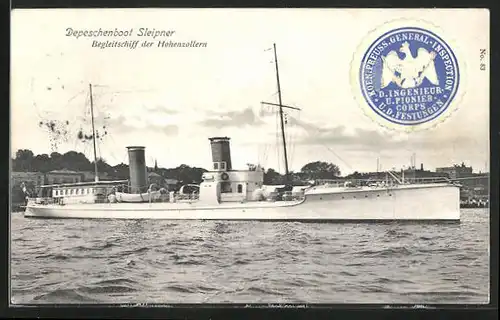 AK Kriegsschiff Depeschenboot Sleipner, Begleitschiff der Hohenzollern
