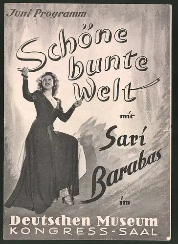 Filmprogramm Juni Programm, Schöne bunte Welt, Sari Barabas, Regie: Henry Greiner, Theaterstück