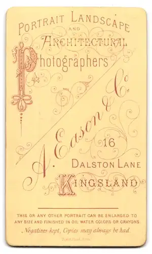 Fotografie A. Eason & Co., Kingsland, 16, Dalston Lane, Portrait junge Dame in hübscher Kleidung