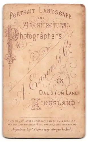 Fotografie A. Eason & Co., Kingsland, 16, Dalston Lane, Portrait junge Dame mit Flechtfrisur