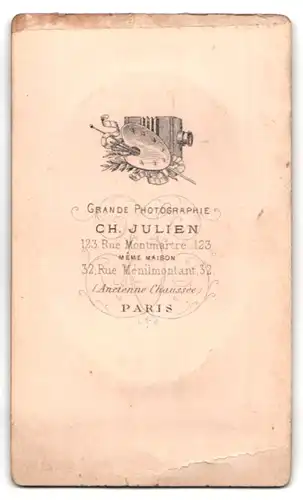 Fotografie Ch. Julien, Paris, 123, Rue Montmartre, Älterer Mann mit Fliege und Vollbart