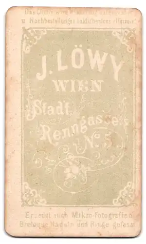 Fotografie J. Löwy, Wien, Renngasse Nr. 5, Mann mit finsteren Blick und Vollbart im Anzug